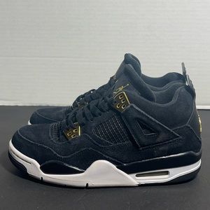 Nike Air Jordan 4 Retro GS Royalty Black Gold 408452-032 Size 6Y